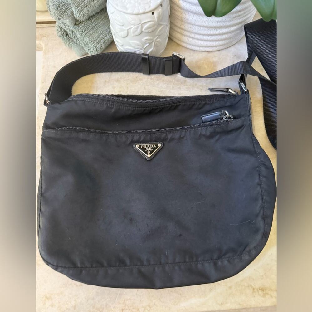 Vintage Prada Tessuto nylon crossbody bag black
